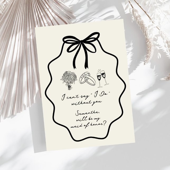 Invitación Propuesta de Dama de Honor Floral con Lazo Dibujad (Subido por el creador)