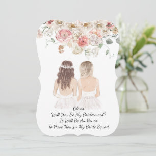 INVITACIÓN PROPUESTA DE DAMA DE HONOR FLORAL ROSA