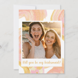 Invitación Propuesta de Dama de Honor Foto Amarillo Durazno A