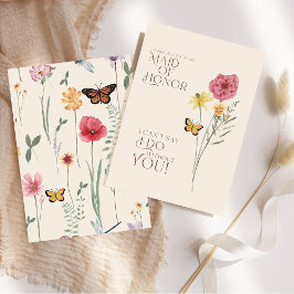 Invitación Propuesta de Dama de Honor Mariposa Flor Silvestre