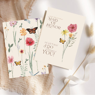 Invitación Propuesta de Dama de Honor Mariposa Flor Silvestre