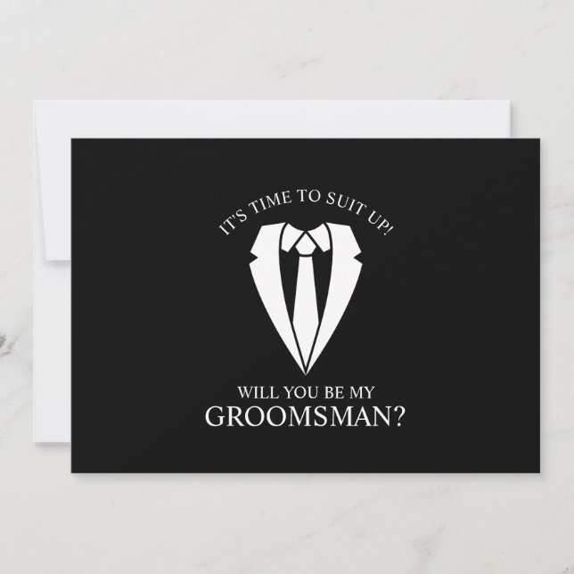Invitación Propuesta de Demanda de Boda negro y tie Groomsman (Anverso)