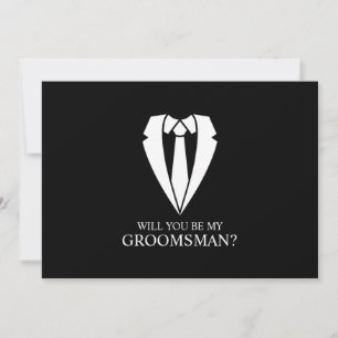 Invitación Propuesta de Demanda de Boda negro y tie Groomsman