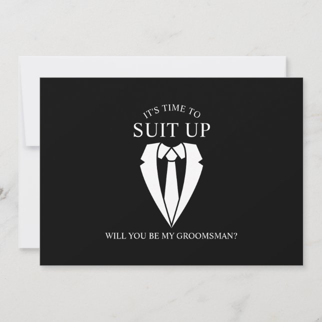 Invitación Propuesta de Demanda de Boda negro y tie Groomsman (Anverso)