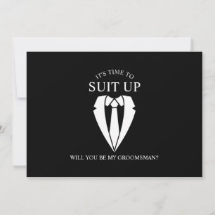 Invitación Propuesta de Demanda de Boda negro y tie Groomsman