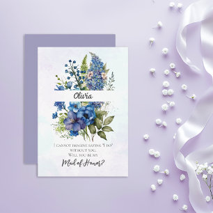 Invitación Propuesta de doncella de honor bohemia azul-violet