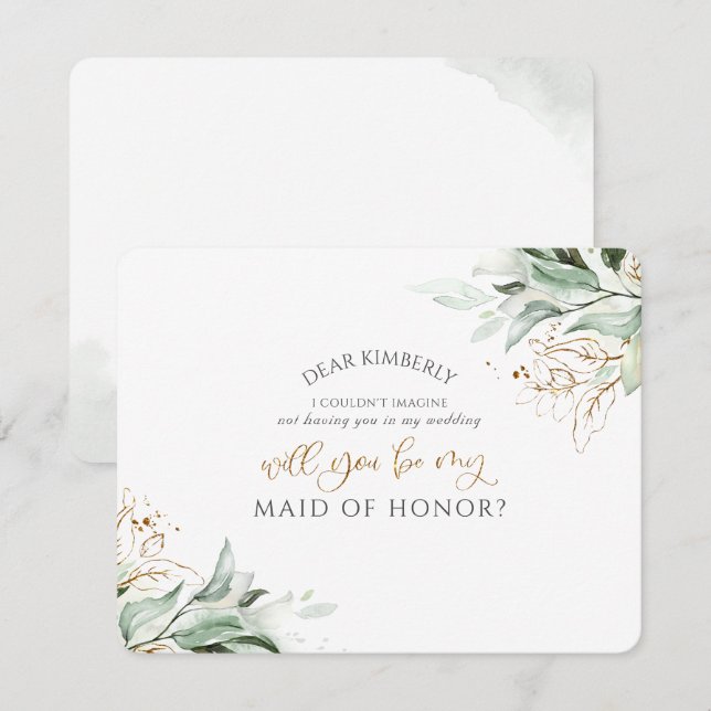 Invitación Propuesta de doncella de honor / dama de honor de  (Anverso / Reverso)
