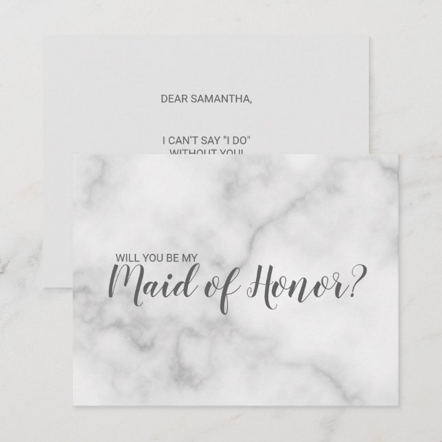 Invitación Propuesta de doncella de honor Elegante guión de m (Anverso / Reverso)