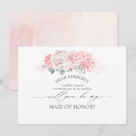 Invitación Propuesta de doncella floral suave rosa de honor/d