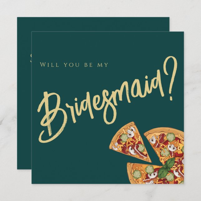 Invitación Propuesta de Fiesta Nupcial PIZZA Esmeralda Verde  (Anverso / Reverso)