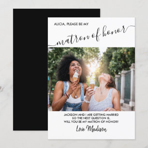 Invitación Propuesta de foto en blanco y negro para madrina d