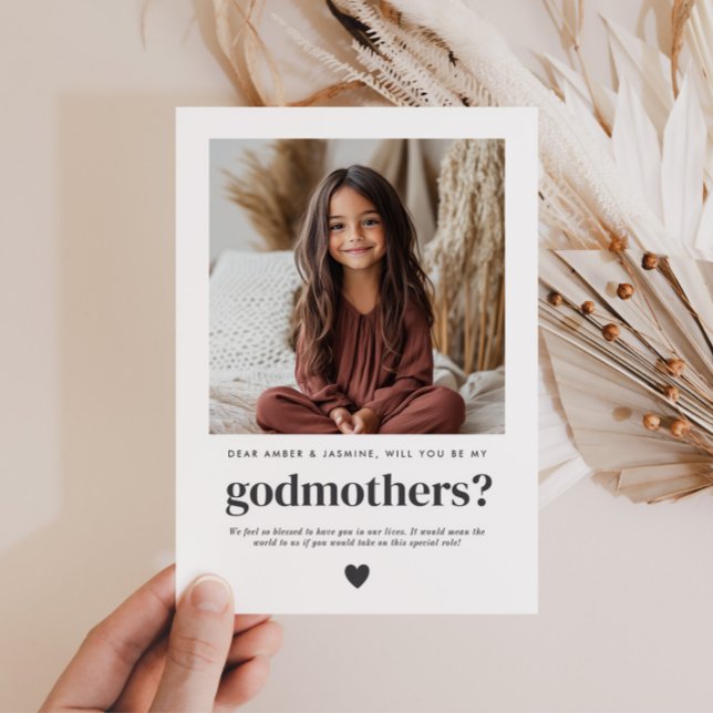 Invitación Propuesta de Foto para ser Madrinas (Zazzle Will You Be My Godmothers Photo Proposal Invitation)