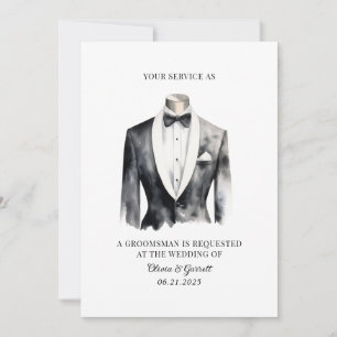 Invitación Propuesta de Groomsman de suit acuarela moderna