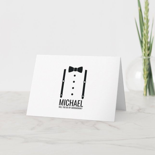 Invitación Propuesta de Groomsman personalizada de Black Bow (Anverso)