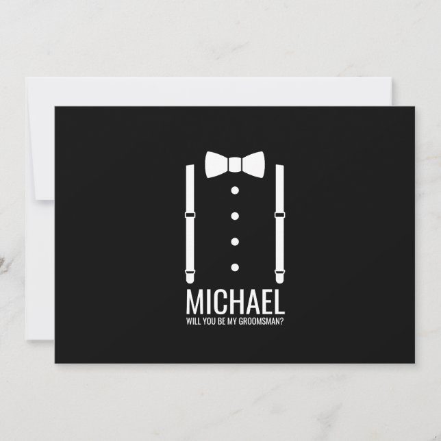 Invitación Propuesta de Groomsman personalizada de Black Bow (Anverso)