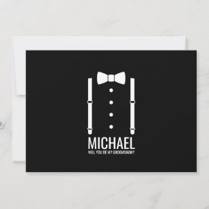 Invitación Propuesta de Groomsman personalizada de Black Bow