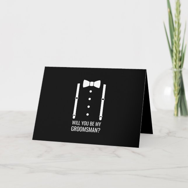 Invitación Propuesta de Groomsman personalizada de Black Bow (Anverso)