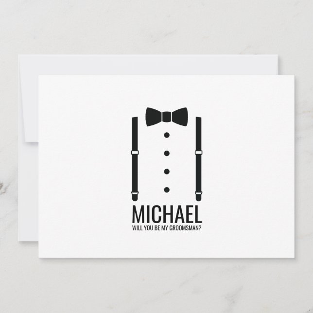Invitación Propuesta de Groomsman personalizada de Black Bow (Anverso)