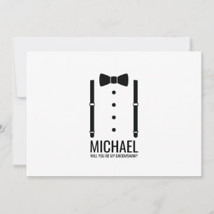 Invitación Propuesta de Groomsman personalizada de Black Bow