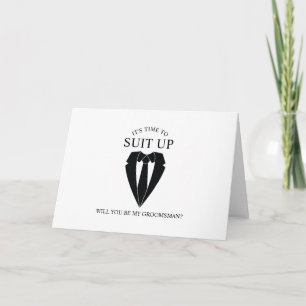 Invitación Propuesta de Groomsman personalizada de Black Suit