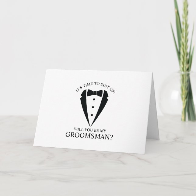 Invitación Propuesta de Groomsman personalizada de Black Tuxe (Anverso)