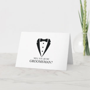 Invitación Propuesta de Groomsman personalizada de Black Tuxe