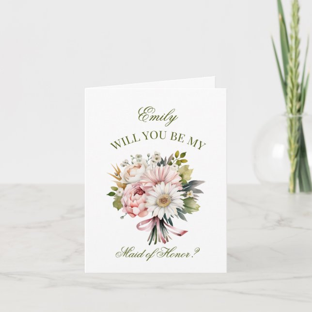 Invitación Propuesta de honor de Daisy Bouquet Rosa (Anverso)