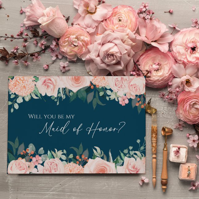 Invitación Propuesta De Honor Del Boda De La Marina Floral De (Subido por el creador)