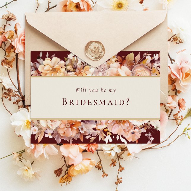 Invitación Propuesta de la Boda floral borgoñona de otoño par (Subido por el creador)