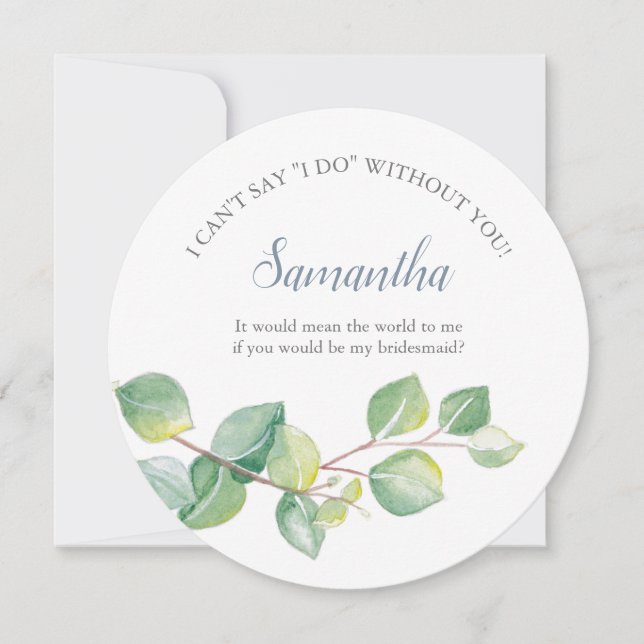 Invitación Propuesta de la dama de honor Acuarela Eucalyptus (Anverso)