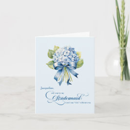 Invitación Propuesta de la dama de honor Blue Hydrangea Bouqu