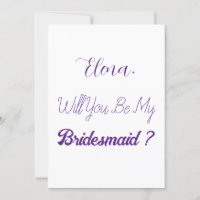 Propuesta de la dama de honor Boda morada blanca e