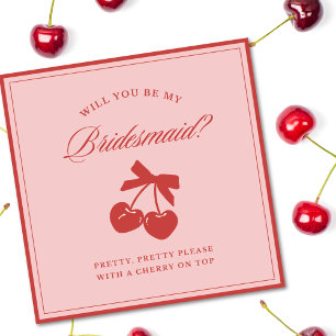 Invitación Propuesta de la dama de honor Coquette Cherry & Bo