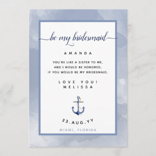 Invitación Propuesta de la dama de honor de color azul #Tarje