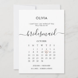 Invitación Propuesta de la dama de honor del calendario de gu