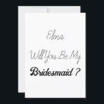 Invitación Propuesta de la dama de honor Elegante Boda simple<br><div class="desc">¡Tarjeta de propuesta sencilla y genial para la dama de honor! ¡Puede cambiar el texto y también los colores!</div>