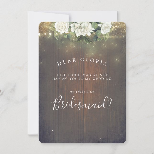 Invitación Propuesta de la dama de honor floral blanca (Anverso)