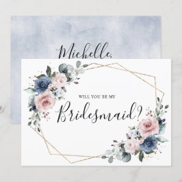 Invitación Propuesta de la dama de honor geométrica Dusty Blu