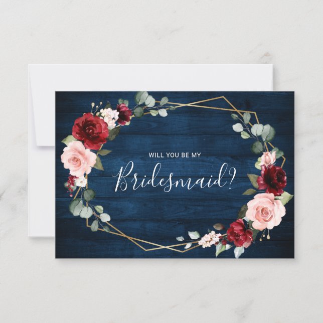Invitación Propuesta de la dama de honor geométrica Rubor de  (Anverso)