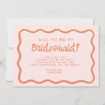 Propuesta de la dama de honor rosa y rojo retro