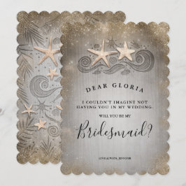 Invitación Propuesta de la dama de honor Tropical Beach Gold 