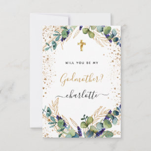 Invitación Propuesta de la madrina de oro de Eucalyptus verde