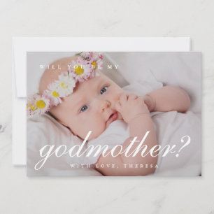 Invitación Propuesta de Madrina con Escritura Blanca Simple y