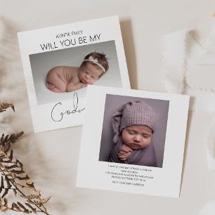 Invitación Propuesta de Madrina de Foto Moderna de Doble Cara