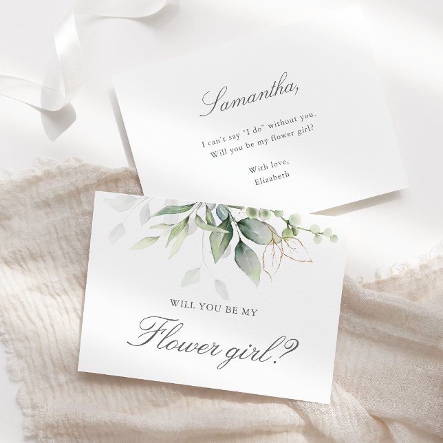 Invitación Propuesta de niña de flores de elegante eucalipto  (Subido por el creador)