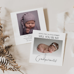 Invitación Propuesta de Padrino Moderna con Foto a Doble Cara