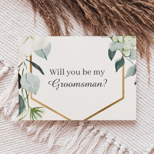 Invitación Propuesta de Padrino Moderna de Algodón Blanco de 