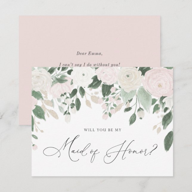 Invitación Propuesta de Purpurina de Honor de Pastel Flowers (Anverso / Reverso)