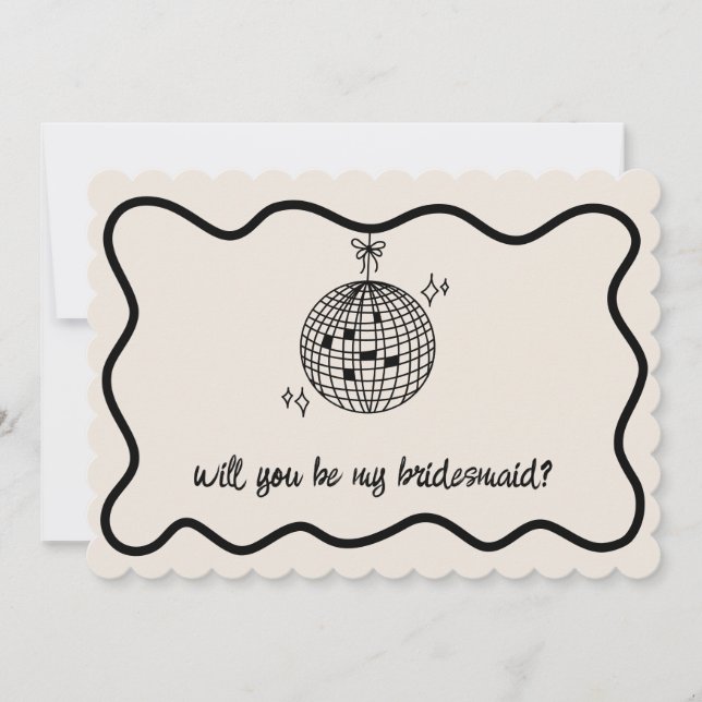 Invitación Propuesta de retro Disco Ball para la dama de hono (Anverso)