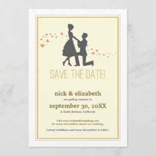 Invitación Propuesta de Silueta Dulce Avisa la Fecha (dorado)